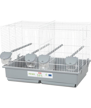 Cage d'élevage oiseaux - Zolux - Primo Cati - Pour canari mandarin - 57 x p34.5 x 41 cm - Blanc et gris