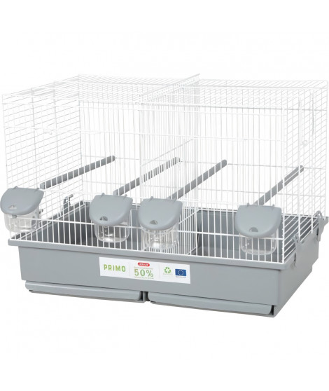 Cage d'élevage oiseaux - Zolux - Primo Cati - Pour canari mandarin - 57 x p34.5 x 41 cm - Blanc et gris