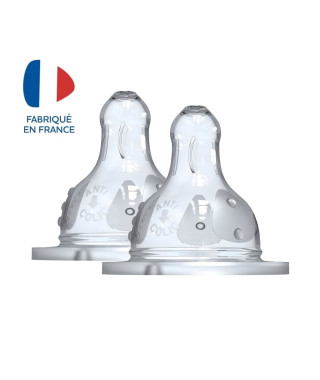 Dodie Biberon Initiation+ Anti-Coliques 3 Vitesses Tétine Ronde Col Large Débit 4 +6m 2 tétines