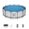 Kit Piscine hors sol tubulaire BESTWAY - Steel Pro Max - 396 x 122 cm - Ronde (Inclus pompe, echelle, bache et cartouche)