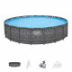 Kit piscine hors sol tubulaire BESTWAY - APX 365  - 671 x 132 cm - Ronde (Filtre a sable, 500 g polysphere, échelle, bâche)