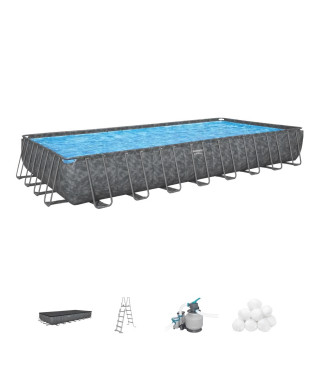 Kit piscine hors sol tubulaire BESTWAY - APX 365 - 956 x 488 x 132 cm - Rectangulaire (Filtre a sable, 500g polysphere, échel…