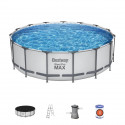 Kit Piscine hors sol tubulaire BESTWAY - Steel Pro Max - 457 x 122 cm - Ronde (filtre a cartouche, échelle,  1 cartouche)