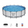 Kit Piscine hors sol tubulaire BESTWAY - Steel Pro Max - 457 x 122 cm - Ronde (filtre a cartouche, échelle,  1 cartouche)