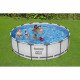 Kit Piscine hors sol tubulaire BESTWAY - Steel Pro Max - 457 x 122 cm - Ronde (filtre a cartouche, échelle,  1 cartouche)
