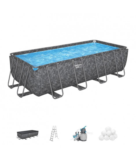 Kit Piscine hors sol tubulaire BESTWAY - APX 365 - 549 x 274 x 132 cm - Rectangulaire (Filtre a sable, 250g polysphere, échel…
