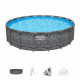 Kit Piscine hors sol tubulaire BESTWAY - APX 365 - 549 x 132 cm - Ronde (Filtre a sable, 250 g polysphere, échelle, bâche)