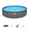 Kit Piscine hors sol tubulaire BESTWAY - APX 365 - 549 x 132 cm - Ronde (Filtre a sable, 250 g polysphere, échelle, bâche)