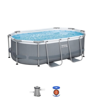 Kit Piscine hors sol tubulaire BESTWAY - Steel Pro MAX - 305 x 200 x 84 cm - Ovale (Livrée avev filtre a cartouche et 1 cart…