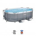 Kit Piscine hors sol tubulaire BESTWAY - Steel Pro MAX - 305 x 200 x 84 cm - Ovale (Livrée avev filtre a cartouche et 1 cart…