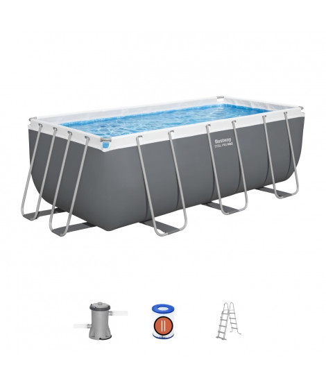 Kit Piscine hors sol tubulaire BESTWAY - Steel Pro Max - 422 x 201 x 122 cm - Rectangulaire (Filtre a cartouche, échelle, 1 c…