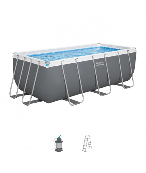 Kit Piscine hors sol tubulaire BESTWAY - Steel Pro Max - 412 x 201 x 122 cm - Rectangulaire (Filtre a sable, échelle)
