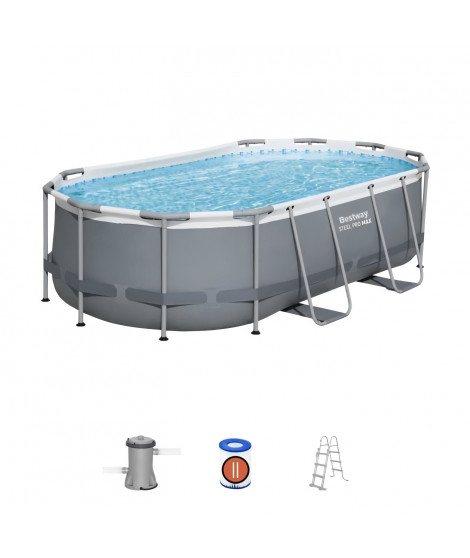 Kit Piscine hors sol tubulaire BESTWAY - Steel Pro MAX - 427 x 250 x 100 cm - Ovale (Avec filtre a cartouche, 1 cartouche et…