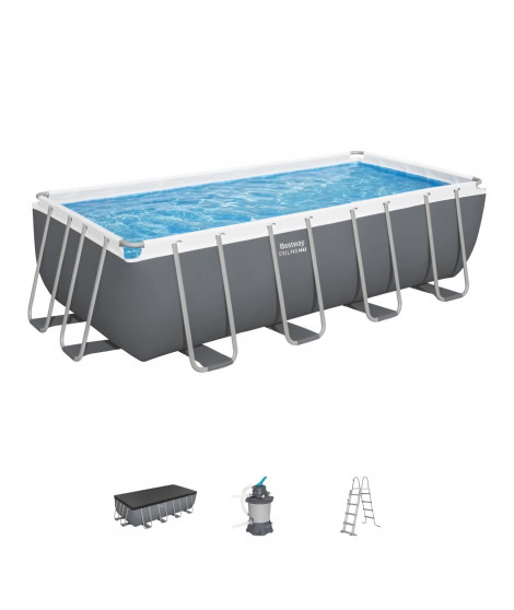 Kit Piscine hors sol tubulaire BESTWAY - Steel Pro Max - 488 x 244 x 122 cm - Rectangulaire (Filtre a sable, échelle, bâche)