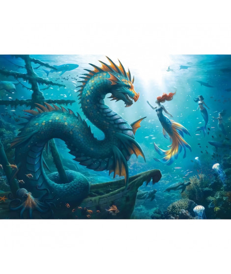 Puzzle 1000 pieces Dragon, sirene et tortues des profondeurs, des 14 ans, Monstre, 12001434, Ravensburger
