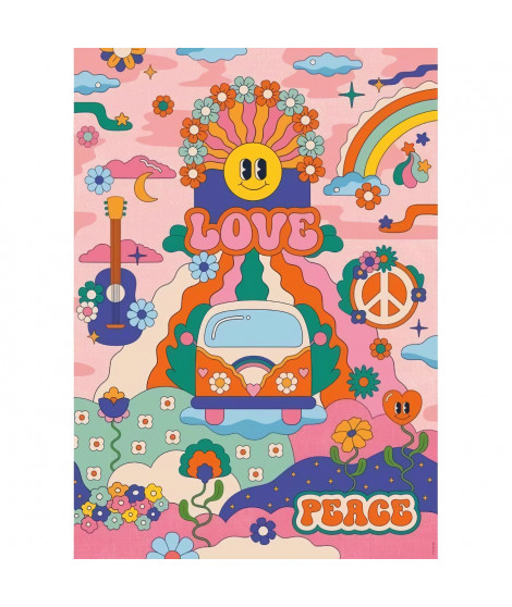 Puzzle 1000 pieces Hippie style / Cha cha Pop, des 14 ans, Puzzle de qualité supérieure, Collection Artiste, 12001443, Nathan