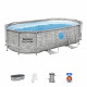 Kit Piscine hors sol tubulaire BESTWAY - Steel Pro MAX- 427 x 250 x 100 cm - Ovale (Filtre a cartouche, échelle, bâche, 1 ca…