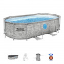Kit Piscine hors sol tubulaire BESTWAY - Steel Pro MAX- 427 x 250 x 100 cm - Ovale (Filtre a cartouche, échelle, bâche, 1 ca…