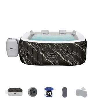 Spa gonflable BESTWAY - Lay-Z-Spa Hollywood - 140 airjets - 180 x 180 x 66 cm - 4 a 6 places - Carré (couverture, cartouche)