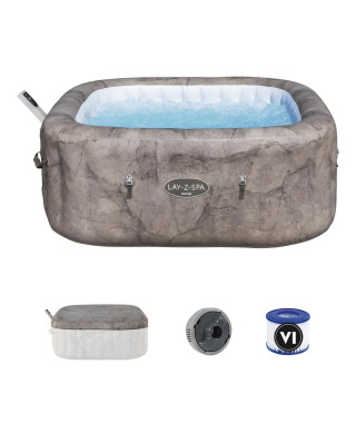 Spa gonflable BESTWAY - Lay-Z-Spa Rome - 140 airjets - 180 x 180 x 71 cm - 4 a 6 places - Carré (couverture, cartouche, diffu…