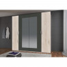 Armoire de chambre - RHODES - Chene Hickory / Rechampis graphite - 4 portes - 2 miroirs - 225 x 58 x 208 cm