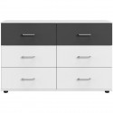 Commode - RHODES - 6 tiroirs - Blanc / Rechampis graphite - 130 x 41 x 83 cm - WIMEX
