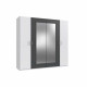 Armoire de chambre - RHODES - Blanc / Rechampis graphite - 4 portes - 2 miroirs - 225 x 58 x 208 cm