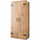 Armoire de chambre - TRIKALA - Chene poutre / Graphite - 2 portes - 90 x 58 x 198 cm