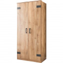 Armoire de chambre - TRIKALA - Chene poutre / Graphite - 2 portes - 90 x 58 x 198 cm
