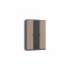 Armoire de chambre - AGIA - Graphite - 3 portes battantes - 2 tiroirs - 135 x 199 x 58 cm