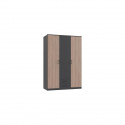 Armoire de chambre - AGIA - Graphite - 3 portes battantes - 2 tiroirs - 135 x 199 x 58 cm