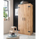 Armoire de chambre - TRIKALA - Chene poutre / Graphite - 2 portes - 90 x 58 x 198 cm
