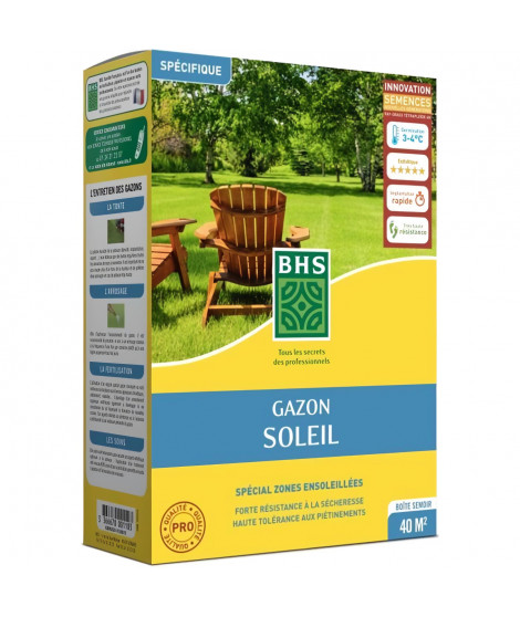 Gazon - BHS - Gazon Soleil 1kg |  Résistant au climat méditerranéen et a la sécheresse