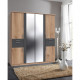 Armoire de chambre - VOLOS - Chene poutre / Graphite - 6 portes - 2 portes miroirs - 4 tiroirs - 180 x 58 x 199 cm