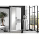 Armoire de chambre - VOLOS - Blanc / Béton gris clair - 3 portes - 1 porte miroir - 2 tiroirs - 90 x 58 x 199 cm