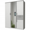 Armoire de chambre - VOLOS - Blanc / Béton gris clair - 4 portes - 1 porte miroir - 2 tiroirs - 135 x 58 x 199 cm