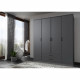 Armoire de chambre - ARTA - Graphite - 4 portes battantes - 2 tiroirs - 180 x 58 x 199 cm