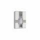 Armoire de chambre - VOLOS - Blanc / Béton gris clair - 5 portes - 1 porte miroir - 4 tiroirs - 135 x 58 x 199 cm