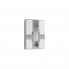 Armoire de chambre - VOLOS - Blanc / Béton gris clair - 5 portes - 1 porte miroir - 4 tiroirs - 135 x 58 x 199 cm