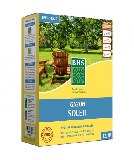 Gazon - BHS - Gazon Soleil 3kg |  Résistant au climat méditerranéen et a la sécheresse