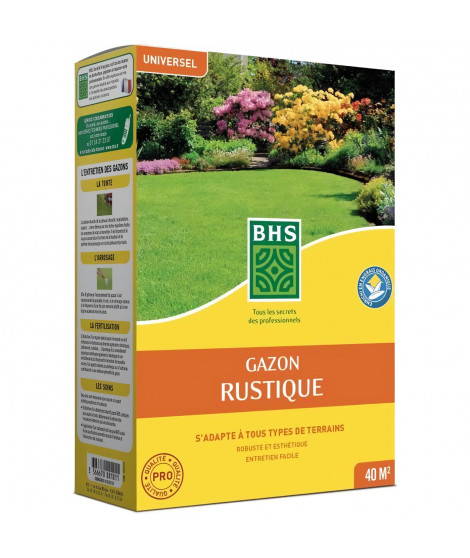 Gazon - BHS - Gazon Rustique 1 KG - Plus résistant et mieux protégé - Rapide et Durable - Tous Types de Terrain et Climats, R…