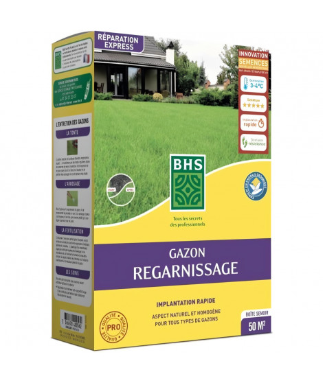 Gazon Regarnissage Terrain Sec - BHS - 1kg | 40 m² | Résistant et durable, avec excellente pérennité et tolérance aux piétine…