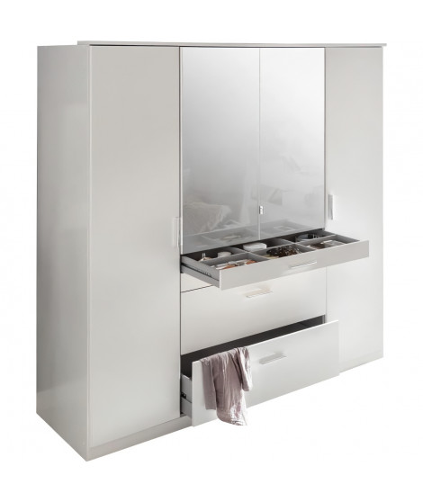 AACHEN Armoire de chambre - Contemporain - Décor blanc - L 180 cm