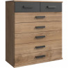 Commode - CORFOU - 4 grands tiroirs + 2 petits - Chene poutre / Graphite - 91 x 40 x 103 cm
