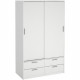 Armoire de chambre - ONTARIO - Blanc mat - 2 portes - 4 tiroirs - 121,2 x 60,25 x 200 cm