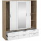 Armoire de chambre - ONTARIO - Blanc brillant / Chene - 3 portes - 6 tiroirs - 181,4 x 60,25 x 200 cm