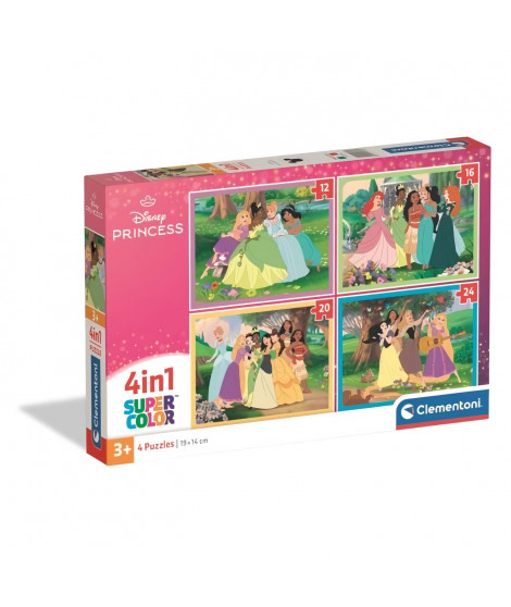 CLEMENTONI - Puzzle 4 en 1 - Disney Princess