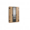 Armoire de chambre - Panneaux de particules et ABS - Beige et graphite - 3 portes - Style Industriel - 135 x 58 x H 199 cm
