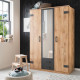 Armoire de chambre - Panneaux de particules et ABS - Beige et graphite - 3 portes - Style Industriel - 135 x 58 x H 199 cm
