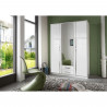 Armoire - Panneaux de particules E1 et porte miroir - 3 portes 1 miroir - Décor blanc - Chambre - L 135 x P 56 x H 199 cm